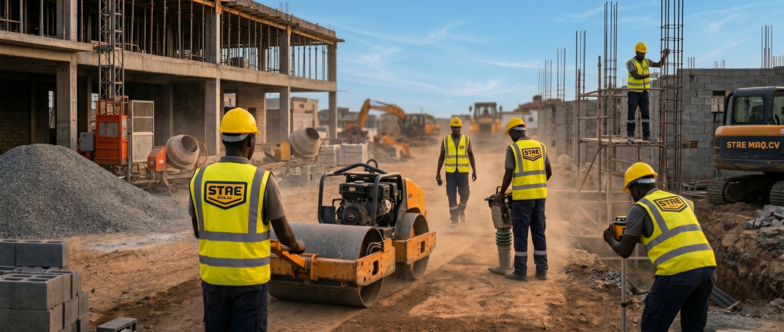 Obra com equipamentos STAEMAQ